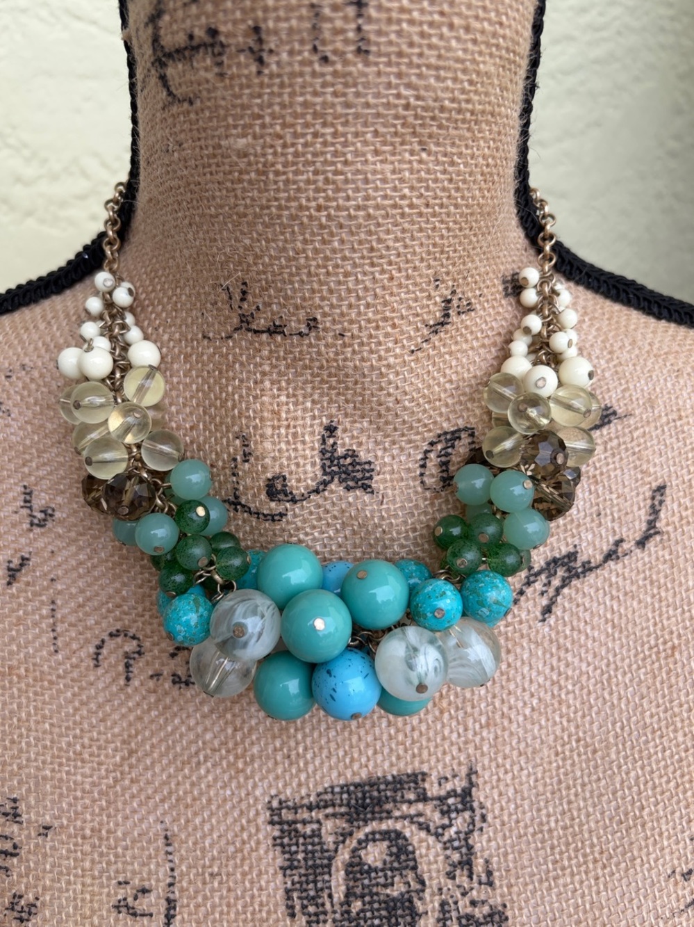 Lia Sophia Turquoise, Aqua & Green Cluster Necklace